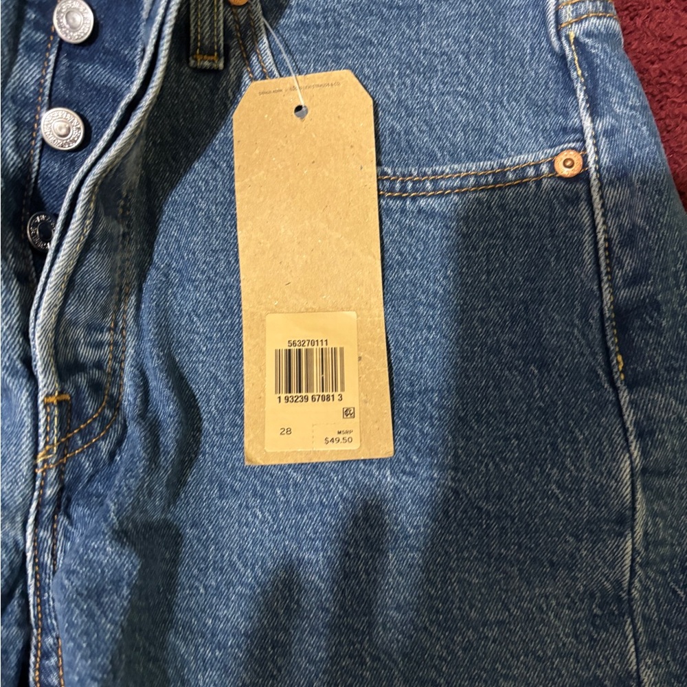 Levi's 501 High Rise Blue Jean Shorts Vintage Style -Size 28 - Picture 2 of 3